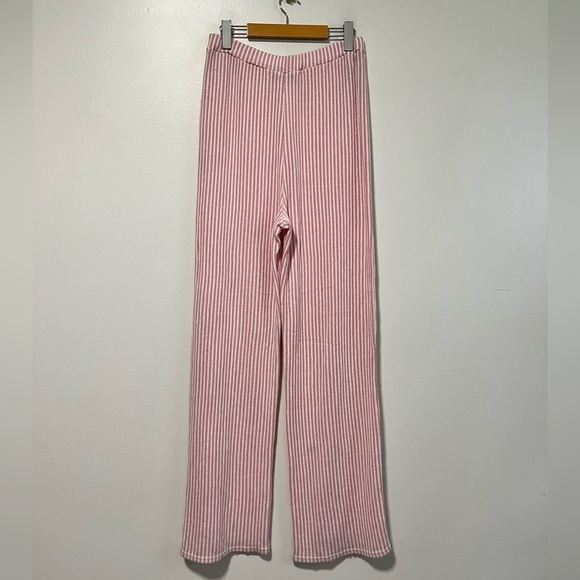 PrettyLittleThing Pink White Striped Knit Lounge Pants Size 8 - Picture 5 of 11